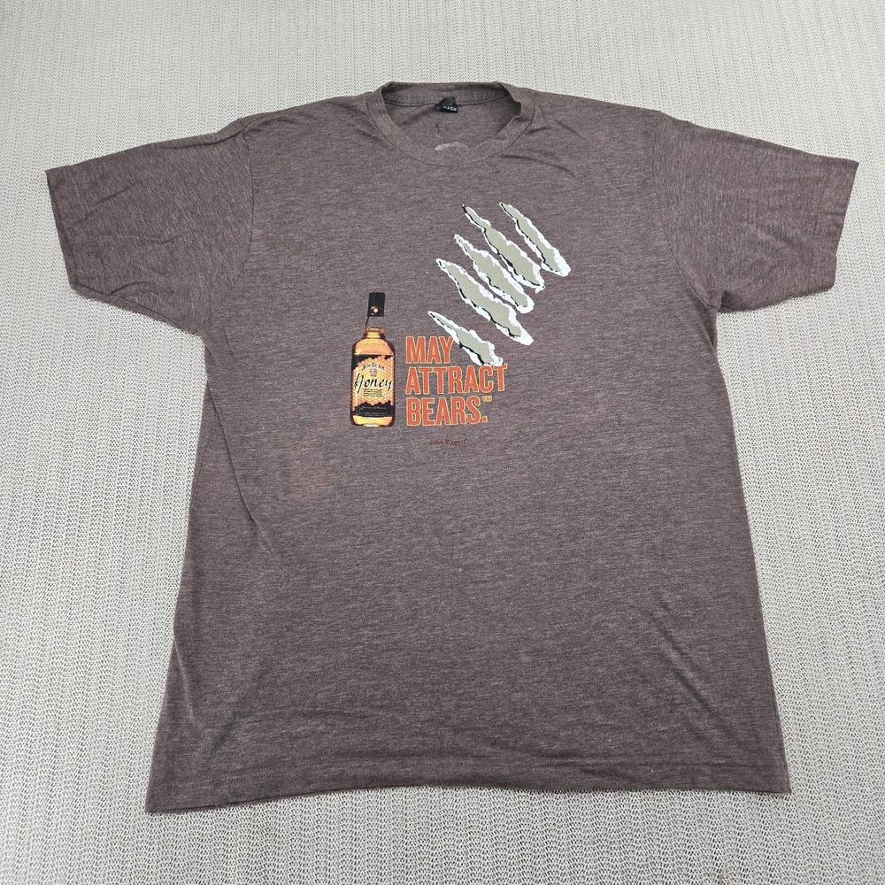 Jim Beam Honey Shirt Mens Large Brown Kentucky Bourbon Whiskey May Attract Bears